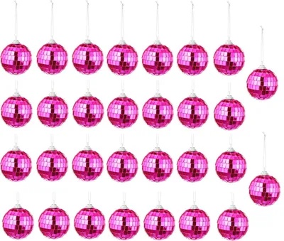 Produktbild von 30 Stück Spiegelkugel Pink Discokugel Ø 5 cm Party Kugel Weihnachtskugel