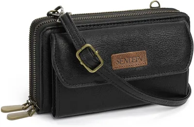 Produktbild von Geldbörse Damen,Crossbody Bag Handytasche zum Umhängen,Kleine Handy Umhängetasche mit Verstellbarem Schultergurt,Doppel Reißverschluss Geldbörse Damen
