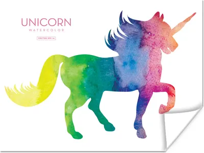 Produktbild von MuchoWow® Poster Eine Illustration eines Einhorns in Regenbogenfarben - Mädchen - Kinder - Kinder 120x90 cm - Wandbild