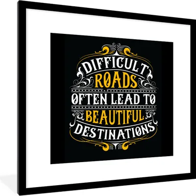 Produktbild von MuchoWow® MuchoWow® Gerahmtes Poster Motivation - Retro - Zitat 40x40 cm - Poster mit zchwarzem Bilderrahmen - Poster - Plakat im Rahmen