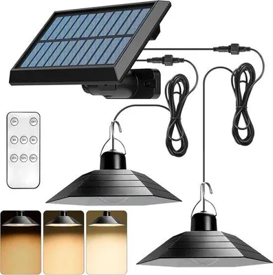 Obrázok produktu pre Solárne LED závesné svietidlá s diaľkovým ovládaním, IP65, 3-metrový kábel, solárne svietidlá pre interiér a exteriér