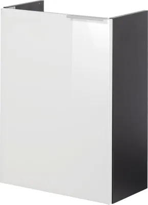 Produktbild von Fackelmann KARA Waschbeckenunterschrank schmal  Unterschrank für Waschtisch im Gäste-WC (44 cm x 60 cm x 24,3 cm)  Tür links  SBC Badezimmerschrank hängend in Anthrazit Hochglanz/Weiß Hochglanz