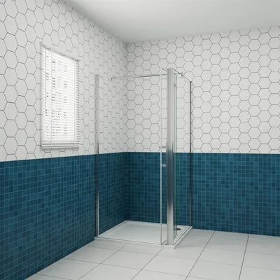 Produktbild von 80x80cm 185cm Eck-Duschkabine Falttür Duschtür Glastür Scharniertür mit Seitenwand