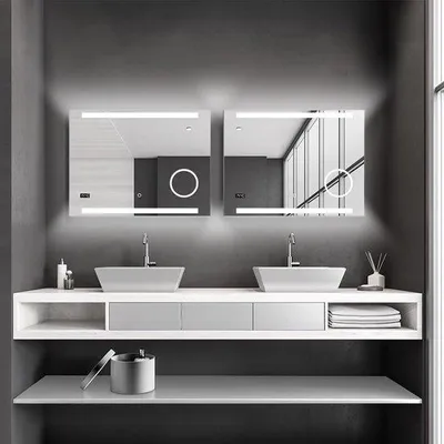 Obrázek produktu pro Koupelnové zrcadlo 80 x 60 cm, neutrální bílá