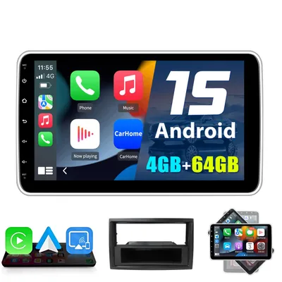 Image de Autoradio Android 10,1 pouces 1DIN pour Fiat Ducato (2006–2023) – 4 Go + 64 Go, Pivotant à 180°, CarPlay sans fil & Android Auto, Cadre inclus