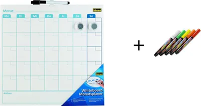 Produktbild von Whiteboard Monatsplaner  - Wochenplaner / 355x355x17mm / mit 5 Kreidemarker
