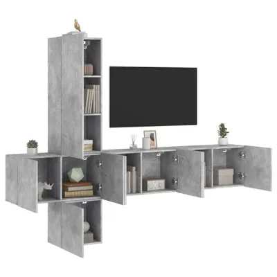 Produktbild von 5-tlg. Wohnwand Betongrau Holzwerkstoff 3216460