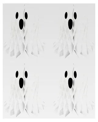 Produktbild von 4 Stück Halloween Deko Papierwaben-Geisteranhänger, Hängende Geister Deko 20 cm, Halloween Geistergesicht Windsack, Deko für Garten, Terrasse, Rasen, Partydekor
