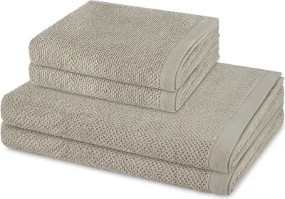 Produktbild von Möve Bliss 2 X Handtuch 2 X Duschtuch im Set Extra weich und hautfreundlich, Perlstruktur mit Massageeffekt, Moderner breiter Saum mit Aufhänger
