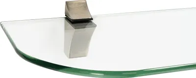 Produktbild von Glasregal 6mm + Clip KUBI, Befestigungsclip :Kubi Verchromt, Nachbildung:Klar, Größe :90 x 15 cm