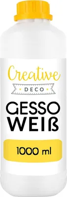 Zdjęcie produktu dla Creative Deco Podkład Akrylowy Gesso Białe | 1L | Profesjonalny Preparat Malarski | Doskonała Baza Malarska