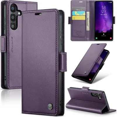 Produktbild von Galaxy S24+ 5G Hülle, Leder Brieftasche Kartenfach Schutzhülle mit Standfunktion für Samsung Galaxy S24+ 5G Lila