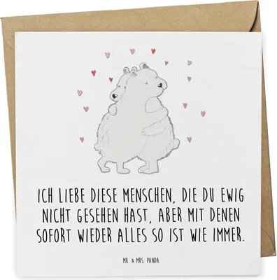 Produktbild von Mr. & Mrs. Panda Glückwunschkarte Eisbär Umarmen - Weiß - Geschenk, Klappkarte, doppelkarte, faltkarte, anlasskarte, Grußkarte, Gute Laune
