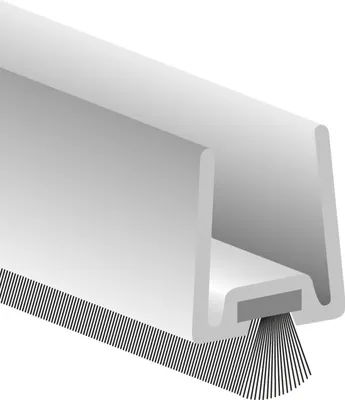 Produktbild von Ellen Glastürprofil GDP mit weicher Polypropylenbürste, selbstklemmend, Aluminium eloxiert, silber, Höhe 15mm x Länge 2250mm, Türstärke 12mm