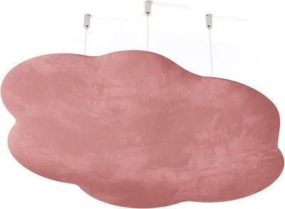 Obrázek produktu pro Sada 4 kusů – Akustický panel na strop, potažený sametovou látkou | Podhledový panel pro potlačení ozvěny | Akustické řešení (design "mrak") pro absorbci zvuku | [MRAK | Růžová]