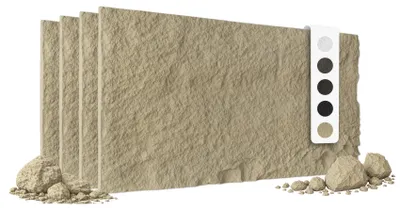 Produktbild von HEXIM Steinoptik Felsen Platten 4 Stück 120x60cm PolyurethanWandverkleidung 2,92 m² 3D Paneele Bruchstein Stone Nachbildung Wandpaneele Wanddeko Steinplatte Felswand Wohnzimmer Innenwand (A002-15 Beige)