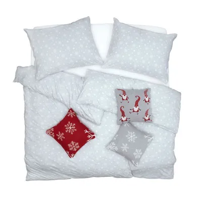 Produktbild von SCANquilt povlečení JERSEY vločky šedobílá 100% dlouhovlákná česaná bavlna 140 x 200/70 x 90 cm