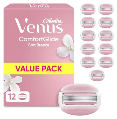 Obrázok produktu pre Gillette Venus CG Spa Breeze 12er, Ženy, Gillette, Vinus ComfortGlide, Nerezová oceľ, Ružová, Biela, 12 kusov