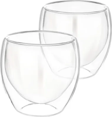 Produktbild von Cheffinger, Set 2 Doppelwandige Gläser 250ml Borosilikat für Getränke, Transparent
