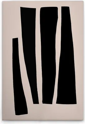 Produktbild von TADESSI Leinwandbild Minimalistisch Schwarz Beige - Wandbild 80 x 120 cm - Kunstdruck auf Leinwand in Creme Schwarz - M1-No.51527