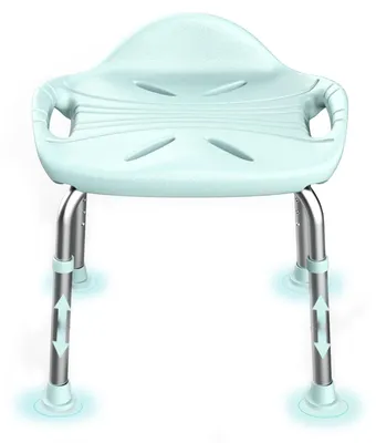 Imagen del producto de Taburete de ducha de aluminio, con altura ajustable, capacidad de carga de 150 kg, con alfombrilla antideslizante y respaldo, ideal para personas mayores