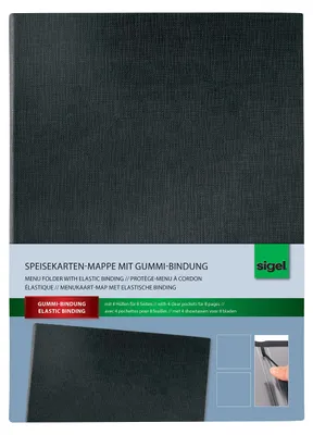 Produktbild von SIGEL SM110 Speisekarten-Mappe, Gummi-Bindung, A4, schwarz