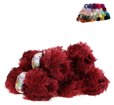5 x 100g Strickgarn Yumos Fransenstrickgarn karminrot