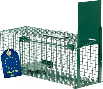 Produktbild von ITA Lebendfalle 5001 60x23x23 cm - Wetterfeste & Zuverlässige Falle für Kleintiere wie Marder und Ratten - Rattenfalle Marderfalle - Fertig Montiert, Bissschutz, Tragegriff