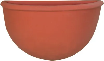 Produktbild von Garden Italia Vasen – GERLA Wand-/Korbvase, glatte Seite 32 x 16 cm – Höhe 20 cm – hergestellt in Italien – 100 % recycelbar – terrakottafarbene Harzvase – leicht – stoßfest, 20