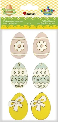 Image de Décorations en bois autocollantes oeufs de Pâques 6 pcs Titanum