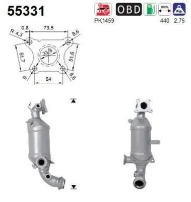 Produktbild von AS Katalysator Kat für FIAT 500 (312) Euro 6 55331