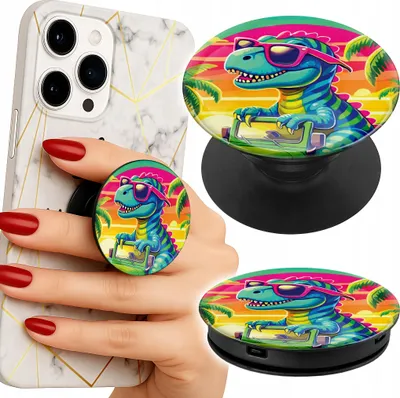 Image de Support telephone Popsocket pour doigt / support - DINOZAUR W CIĘŻARÓWCE WZORY