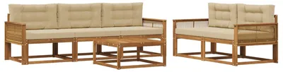 Immagine prodotto di vidaXL Set divani da esterno con cuscini 6 pezzi Naturale e Beige