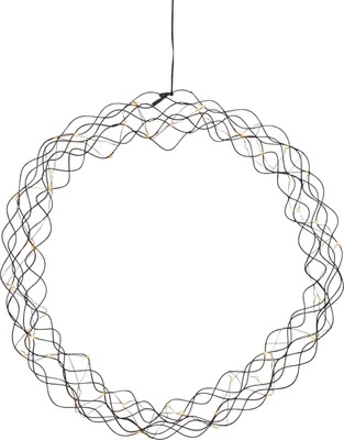 Produktbild von Fensterkranz ,Curly' aus Metall, schwarz, Netzbetrieb, 50 LEDs, warmweiß, Ø 45cm