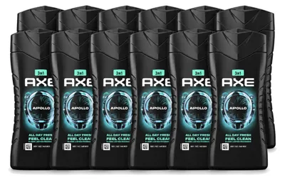 Zdjęcie produktu dla 12 sztuk żelu pod prysznic Axe 3-w-1 Apollo, zapach szałwii i cedru, 250 ml - zestaw ekonomiczny