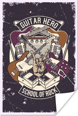 Produktbild von MuchoWow® Poster Gitarre - Retro - Illustration 20x30 cm - Papierdruck