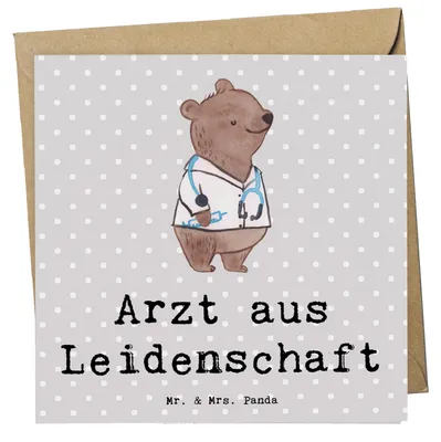 Produktbild von Mr. & Mrs. Panda Klappkarte Arzt Leidenschaft - Grau Pastell - Geschenk, faltkarte, Beruf, Medizinstudium, Arztpraxis, doppelkarte, anlasskarte, Grußkarte, Krankenhaus