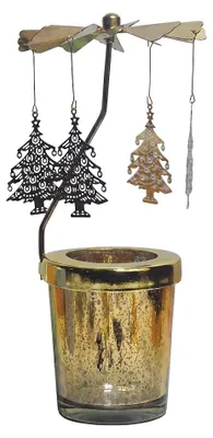 Produktbild von Clayre & Eef Teelichthalter Goldfarbig Glas