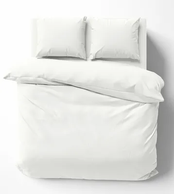 Produktbild von 3 tlg Bettwäsche-Set 200x220 cm Uni weiß Doppelbett Bettbezug Renforcé Baumwolle