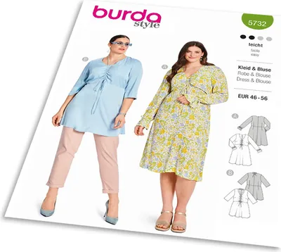 Obrázek produktu pro Střih Burda 5732 - Šaty se stahováním, tunika
