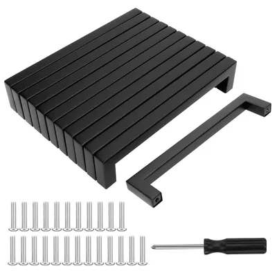 Obrázok produktu pre 12 kusov úchytiek na nábytok, úchytiek na dvere, čierna farba, rozmer otvorov 160 mm, vhodné do kuchyne a zásuviek