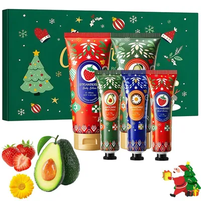 Produktbild von Handcreme & Körperlotion Geschenkset 3x30ml Handcreme 2x100ml Körperlotion Feuchtigkeitspflege Weihnachtsgeschenk