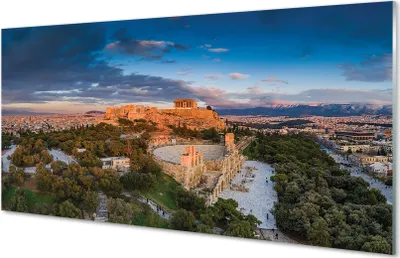 Produktbild von Glasbilder 120x60 Wandkunst Griechenland Panorama Architektur Athen
