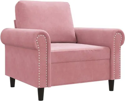 Produktbild von Rosa Sessel, 92 x 77 x 80 cm, aus Samt mit Metallgestell für kleine Wohnzimmer, Jugendzimmer, Balkone und Flure