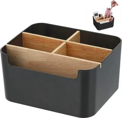 Immagine prodotto di Organizer da tavolo in bambù - 5 contenitori in legno - Organizer per cassetti per la casa e l'ufficio