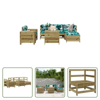 Produktbild von The Living Store 7-tlg. Garten-Sofagarnitur Kiefernholz Imprägniert