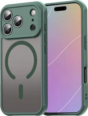 Produktbild von Magnetisch Hülle für iPhone 17 Pro Transluzente Matt Rückseite Stoßfeste Handyhülle mit Kameraschutz Grün