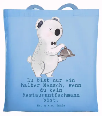 Produktbild von Mr. & Mrs. Panda Tote Bag Restaurantfachmann Herz - Sky Blue - Geschenk, Shopping Tasche, Ausbildung, Restaurant, Beutel, Kellner, Uni, Laptoptasche, Einkaufstasche