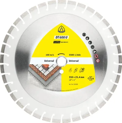 Produktbild von Klingspor DT 600 U Diamanttrennscheiben, 350 x 3 x 25,4 mm 37 Segmente 24 x 3 x 10 mm, Kurzverzahnung