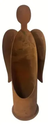 Produktbild von 1/2 Stück Rostiger Winkelkerzenhalter, wetterfest, aus Eisen, Kunst-Teelichtständer, Metallkerzenständer, Dekoration für drinnen und draußen, Garten, Zuhause, Büro, Schreibtisch